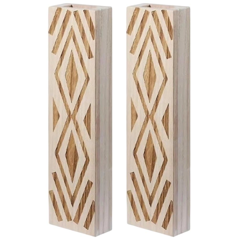 Décoration Murale Style Ferme Moderne avec ce Lot de 2 Vases en Bois Géométriques