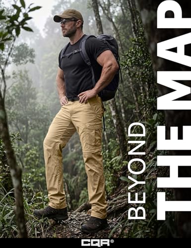 Image of CQR Men's Convertible Cargo Tactical Pants, Water Resistant Outdoor Hiking Pants, Zip Off Lightweight Stretch Work Pants