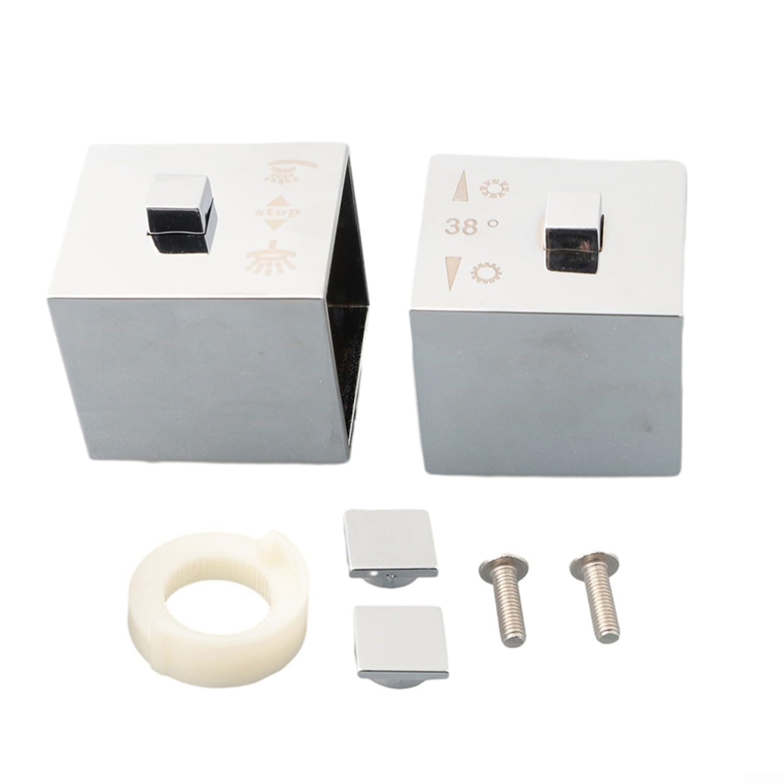 Square Chrome Shower Temperature Control Handle Knob Replacement Parts Thermostatic Mixer Valve Controls With 20 Teeth Spindle ABS Plastic Bath Shower Faucet Handles For Bathroom