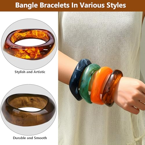 7 Pcs Acrylic Resin Chunky Bangle Bracelets, Women Bangles Chunky Bracelets Resin Bangle Acrylic Bangles for Women Jewelry Gift3