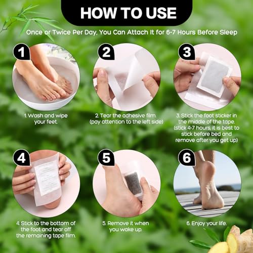 100 Pack Foot Pads, Ginger Oil Bamboo Charcoal, Foot Care Patch Message Deep Cleansing for Stress Relief, Better Rest, Feet Health Patches, Relaxing Muscles - Image 5