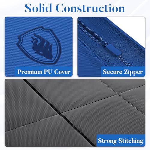 Image of Premium Zip Card Binder 12 Pocket, Fabmaker 912 Pockets Trading Card Binder, PU Zipper Card Collection Album, Sturdy Side-Loading Card Book Holder for Game & Sports Cards, Royal Blue