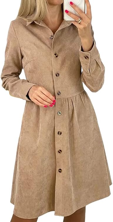 Amazon.com: ZOCANIA Camisas de vestir para mujer, cárdigan de manga larga  con botones, camisa de pana de un solo pecho, S-XXL : Ropa, Zapatos y  Joyería