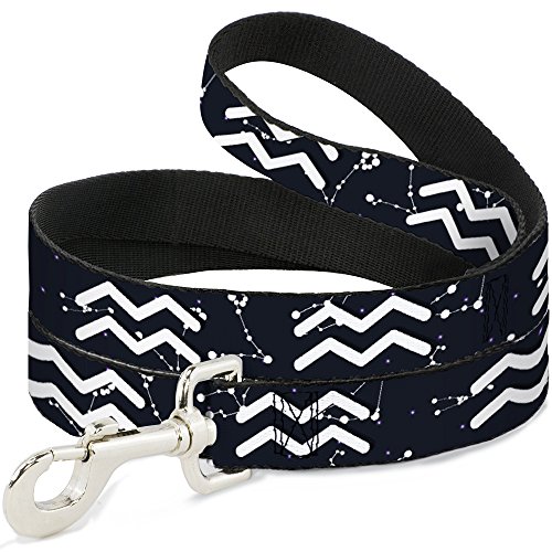 Laisse Verseau Buckle Down noire et blanche pour grand chien de 3,8 cm de large