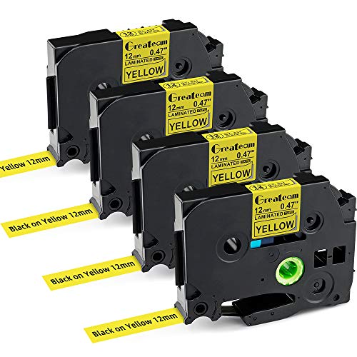 Greateam Yellow Label Tape Compatible for Brother TZe Yellow Tape 12mm 0.47" TZe-631