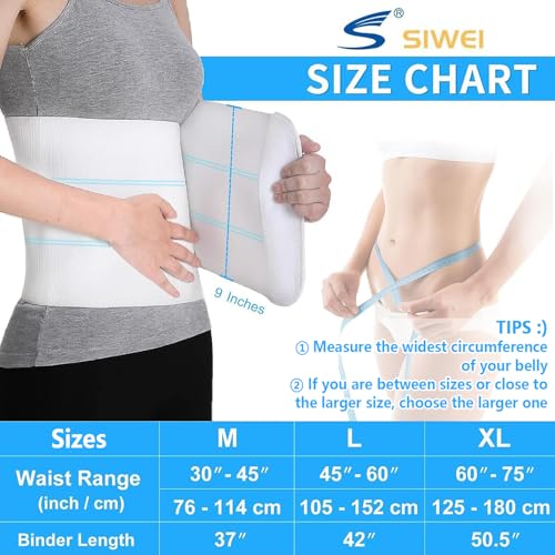 S Abdominal Binder Post Surgery - Elastic Waist Band for Stomach Support & Compression, Bariatric, Tummy Tuck | Latex-free, Breathable Belly Wrap Hernia Belt Lipo Garment - (30" - 45") 3 PANEL - 9" - Image 3