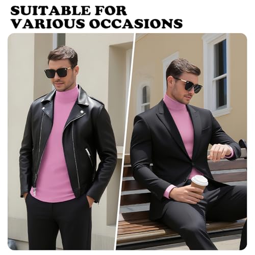 Image of Men's Turtleneck Casual Basic High Neck Long Sleeve T Shirts Half Neck Lightweight Pullover Sweater