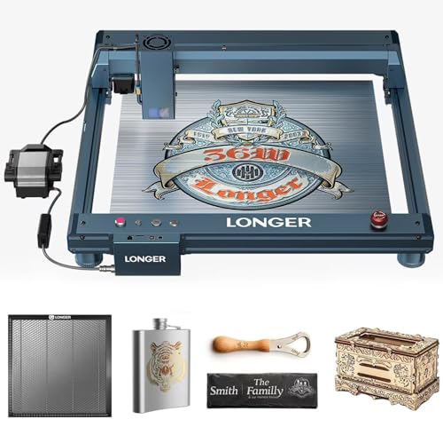 Longer B1 30W Laser Engraver, 36000mW Output Laser Cutter Machine with Auto Air Assist,440 * 440mm Honeycomb Working Table,DIY Laser Engraver for Wood and Metal，Engraving Speed of 36000 mm/min