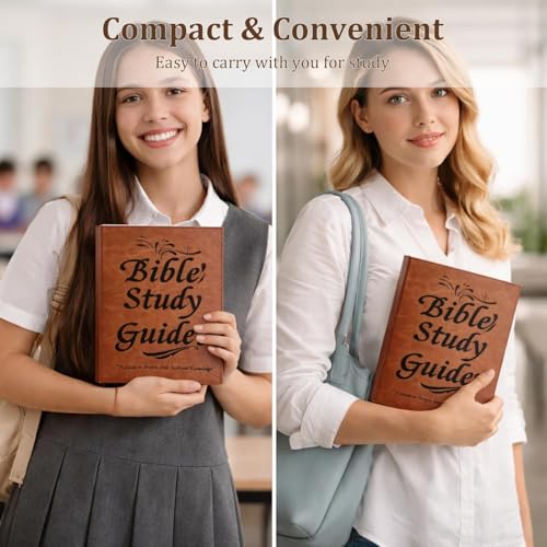 Image of 66-Page Bible Study Guide & Devotional Journal - PU Leather Cover, Scripture Summaries, Daily Reflections | Beginner-Friendly Spiritual Growth Notebook | Christian Gift Idea (Brown)