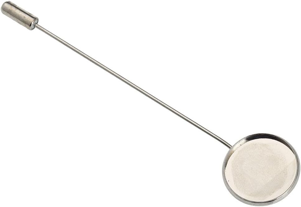 30pcs Silver Tone with Round Blank Setting Disc Stick Hat Pin for DIY Jewelry Findings BP33