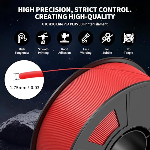 Image of 10kg Elite PLA+ 3D Printer Filament Bundle Multicolor, PLA Plus Filament 1.75mm, 1kg per Spool, 10 Pack (Black+Jade White+Cream White+Grey+Cobalt Blue+Green+Orange+Red+Yellow+Beige)