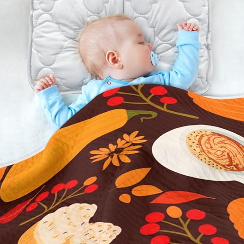 Burbuja Pumpkin Spice Cups Baby Blanket for Boys Girls, Nursery Soft Warm Swaddling Receiving Baby Blankets, 30x40 in Toddler Blanket4