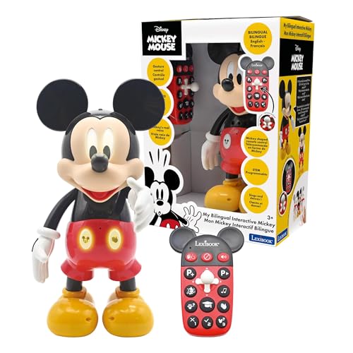 Lexibook - Disney - Robot Mickey bilingue Français/Anglais, 100 Quiz éducatifs, Effets de...