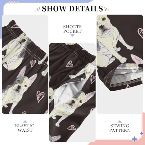 Boys' Pants Bulldog and Heart Black Long Bottoms Jogger Pants Elastic Waist Trousers with Pockets S-XL4