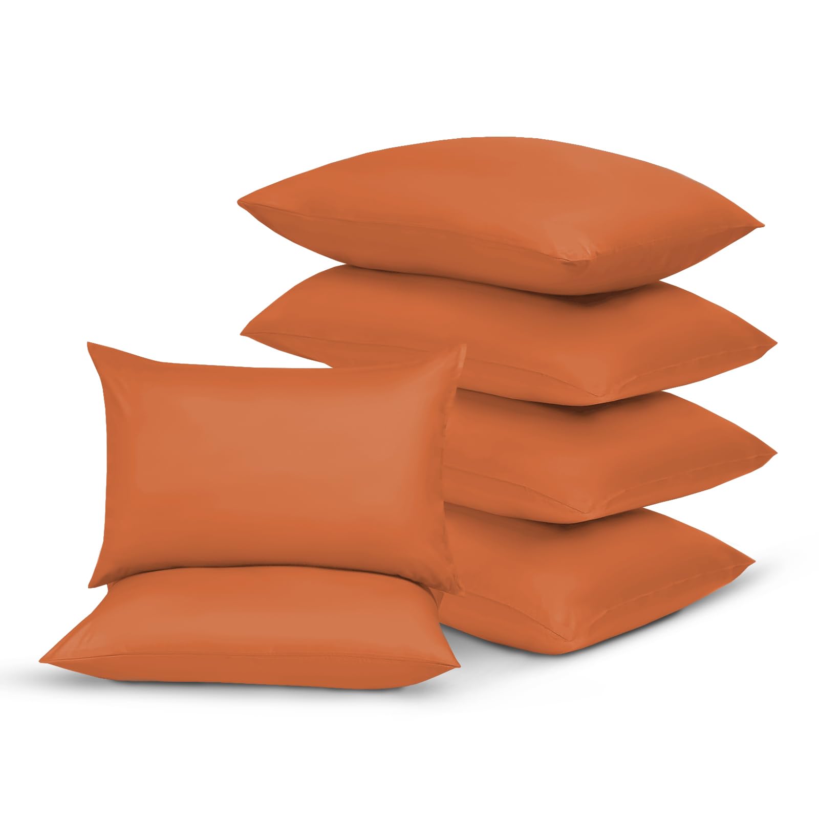 Yorkshire Bedding Rust Pillow Cases 6 Pack 100% Soft Brushed Microfiber Pillowcases with Envelope Closure- Fade & Stain Resistant Housewife Pillow Case 50 X 75 Cm