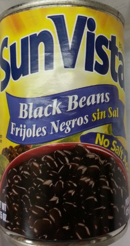Sun Vista Black Beans, No Salt 15 Ounce (Pack of 6)