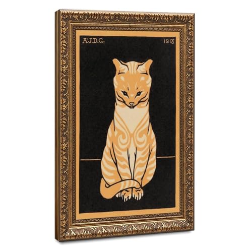 Impression sur toile de chat tigré Julie De Graag, décoration murale encadrée 30,5x45,7 cm