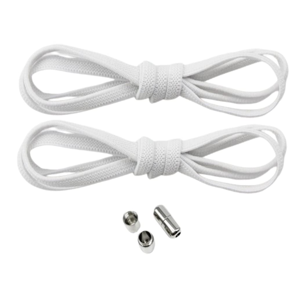 ELECDONElastic Shoelaces No Tie, Tieless, One Size Fits All, 2 Pcs, White, Silver Lock