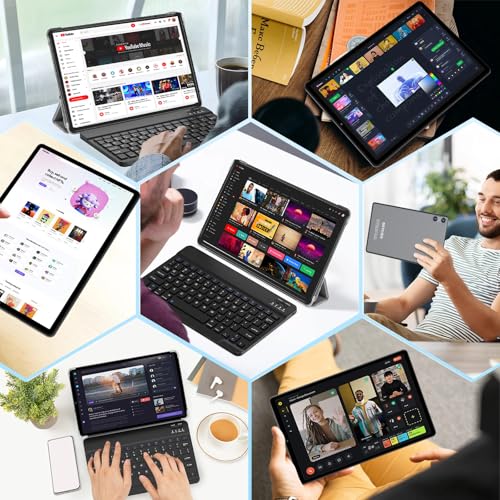 Image of 2026 Android 15 Tablet with Keyboard, 10.1 Inch Tablets FHD Display 30GB RAM 64GB ROM 1TB Expand, Octa-Core 2.0GHz, Widevine L1, 6000mAh Battery, 5G WiFi & GPS, Gemini AI, 2-in-1 Tableta PC - Gray