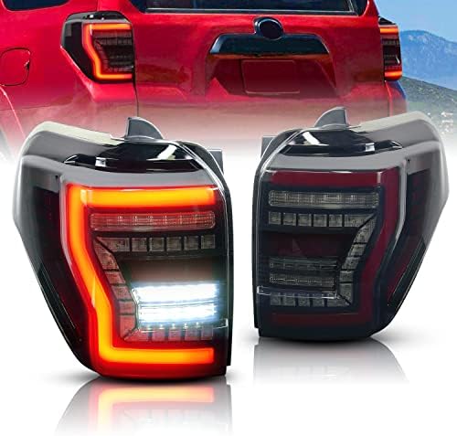For 2014-2021 Toyota 4Runner LED Tail Lights Assembly w/Sequential Turn Signal & Start Up Animation Brake Reverse Lights Replacement,Passenger and Driver Side Smoked