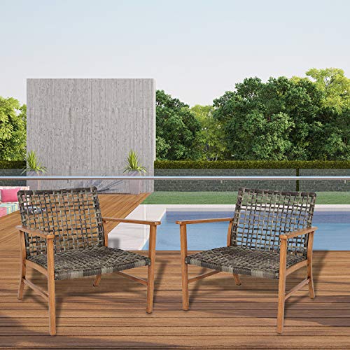 Ulax Furniture Outdoor Club Chairs Patio Open Weave All Weather Wicker Deep Seating