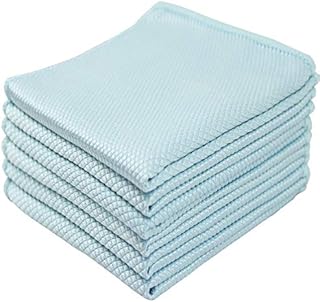 HIDMD Microfibre Cleaning Cloths Microfiber Lint free Cloths Towels Polishing Cloths for Dishes Glasses Car Windows Mirrors Screen TV Tablets Camera 30CM X 30CM 6 PACK Blue