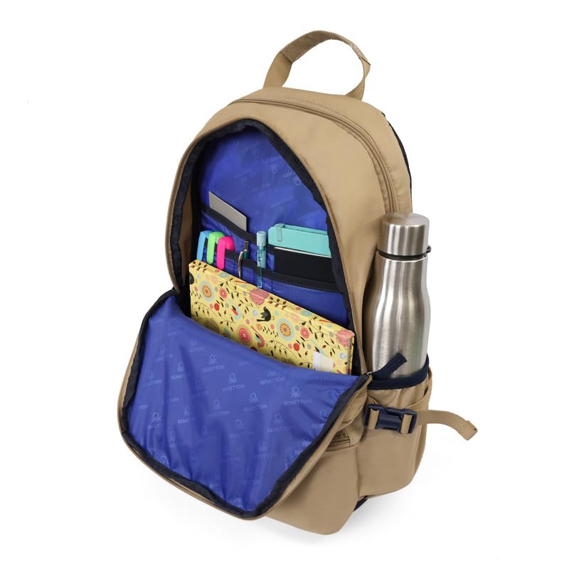Image of United Colors of Benetton Mono 21L Laptop Backpack - Light Blue, Water-Resistant, Fits 14-inch Laptop, Padded Back & Straps, for Work, School & Gym