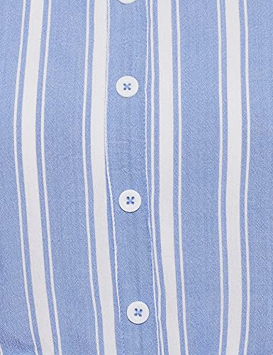 Image of Easybuy Women's Polyester Fit and Flare Below The Knee Dress (WT20FF13LW Blue XL)