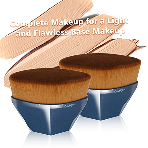 Image of Daubigny Perfect Makeup Brush for Face Blush Foundation Brush for Blending Liquid, Cream or Flawless Powder Cosmetics with Protective Case (Blue)