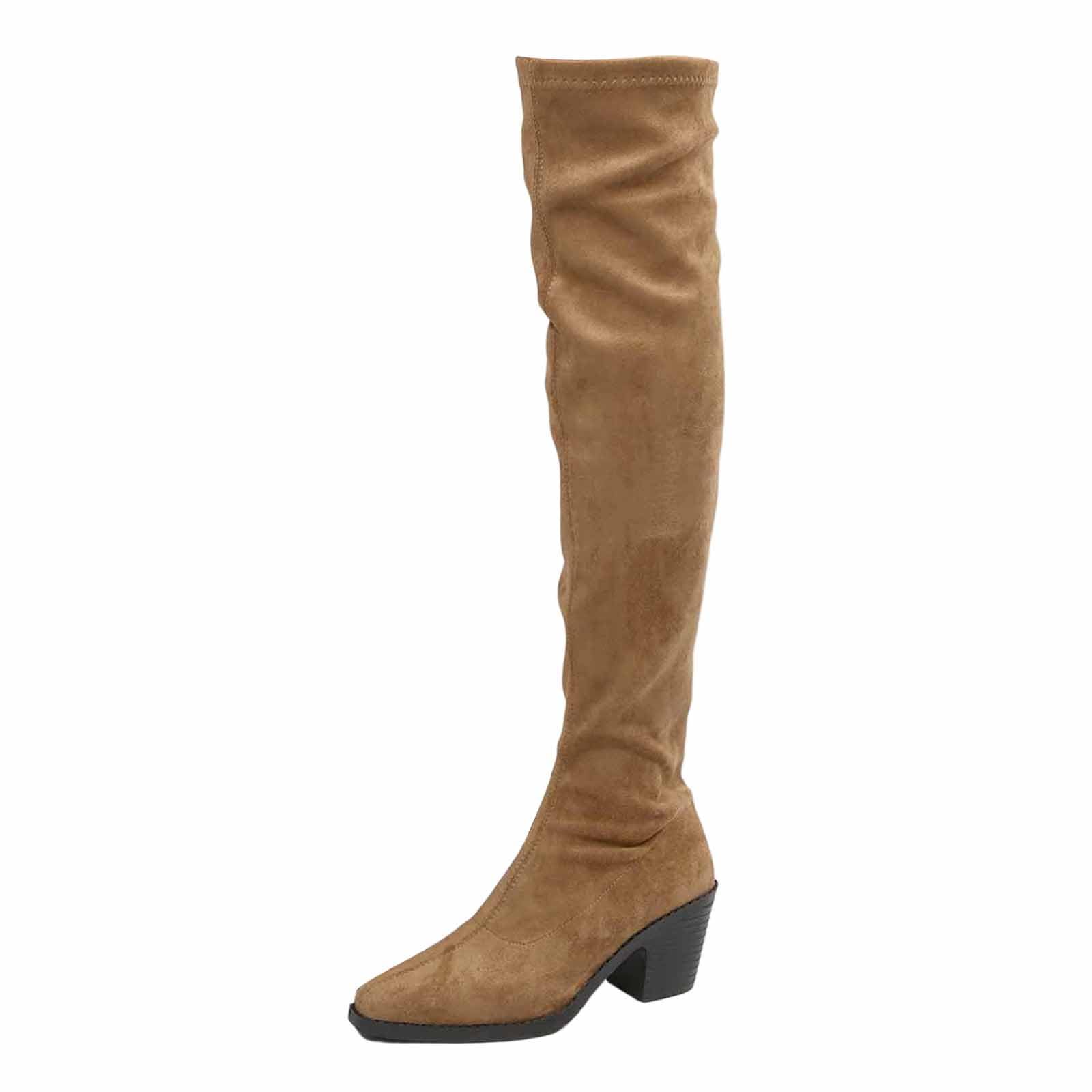 Botas de Invierno Mujer Botines Altos hasta la Rodilla, elásticos, con tacón, fáciles de Poner, cómodos, Bonitos y versátiles para Uso Diario. Soporte para el tobillomujeres y niñas.