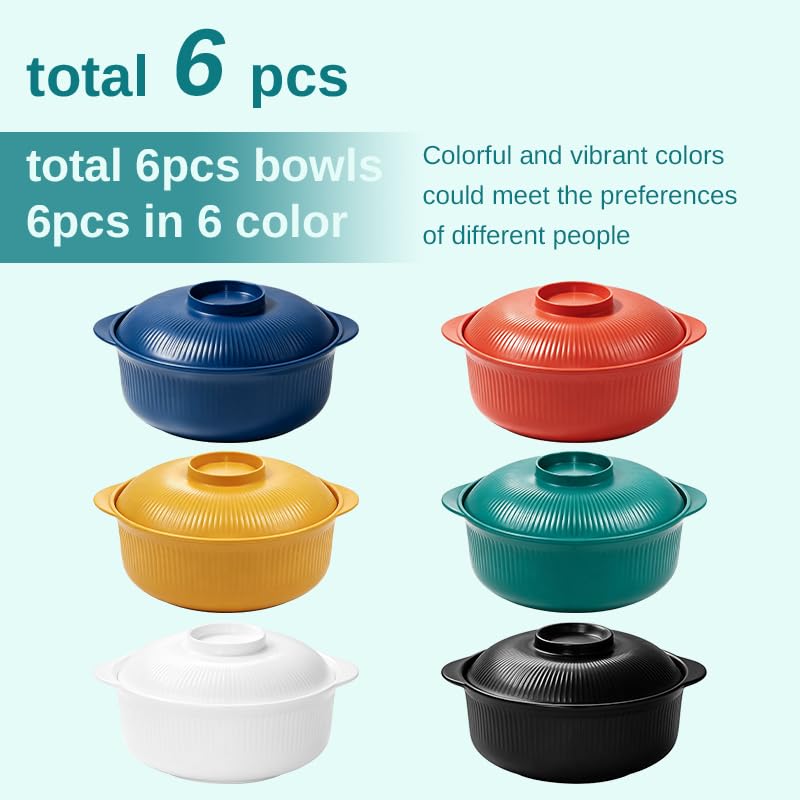 Image of 40oz Bowls Set of 6 with Lids, Lightweight, Microwave & Dishwasher Safe