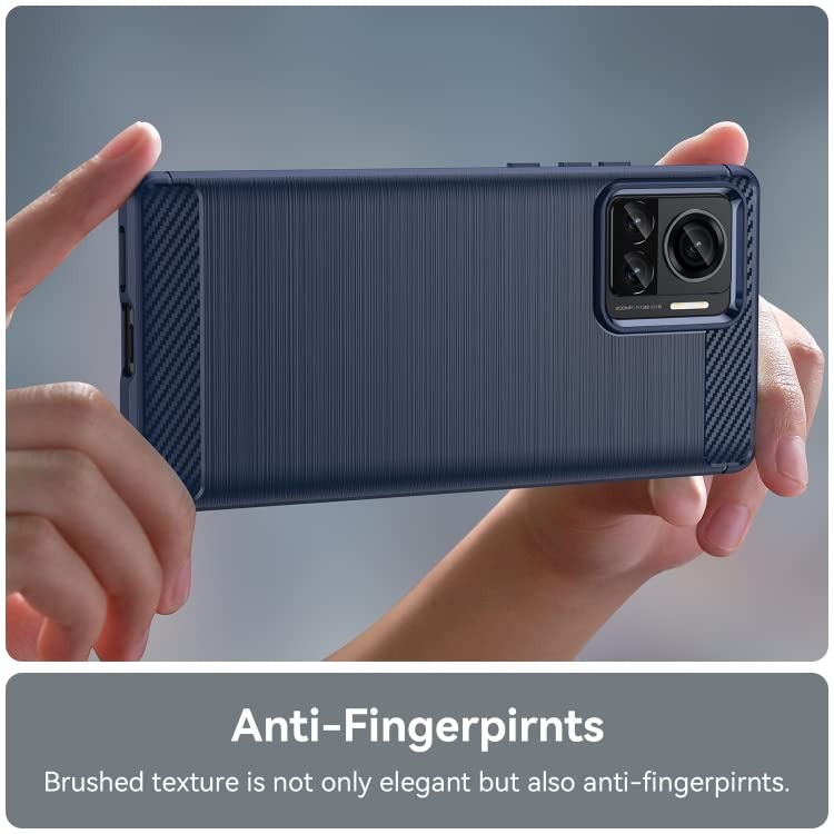 Image of NPRC Hybrid Ultra Slim Protective Case TPU Non-Slip Carbon Fiber Texture Shockproof Case Cover for Moto Edge 30 - Blue