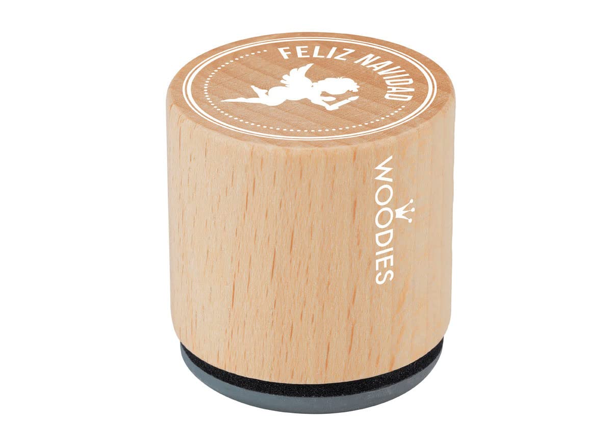Wooden and Rubber Stamp Merry Christmas diam. 33 x 30 mm.