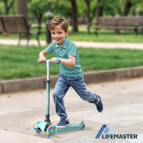 Mini 3-Wheel Kids Scooter with Multi-Color Wheel Lights – 4-Height Adjustable Handlebar, Wide Anti-Slip Deck, Child Safety Certified, Boys & Girls Ages 2+ Supports Up to 110 lbs3