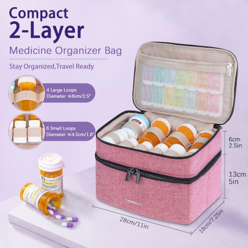 Image of Lexeeco Dual Layers Medicine Pill Bottle Organizer Bag with Lockable Zipper