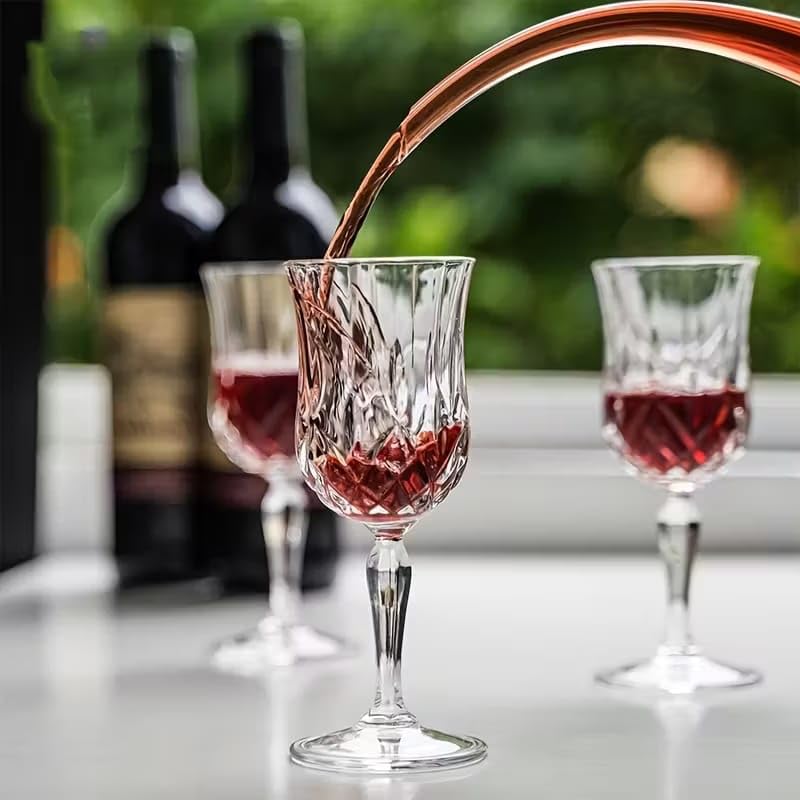 Image of PrimeWorld Crystal Clear Wine Glasses Set of 6 (200 ml) | Lead-Free Premium Red Wine Glassware | Elegant Stemmed Glasses for Home, Parties, Dining & Gifting