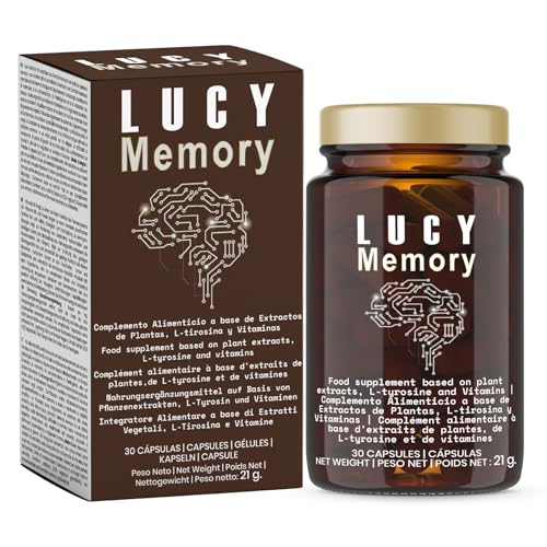 Lucy Memory | Pastillas Memoria y Concentración | Suplemento Cognitivo con Ashwagandha | Promueve Equilibrio Mental | Mejora la Retención de Información | Reduce el Estrés | 1 bote (30 caps.)