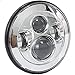 SunTime Daymaker 7" 75W Phare à Led Rond Projecteur Moto Chrome Étanche pour Mote Jeep (Argent)