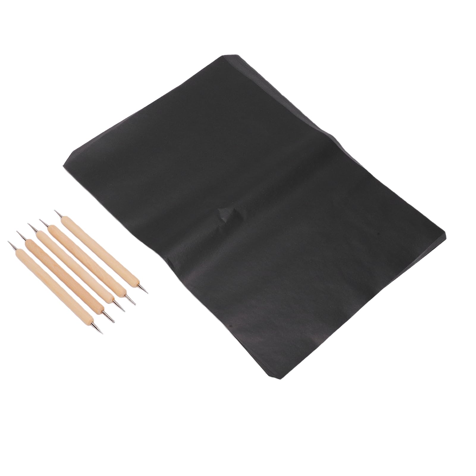 SIXRUN Papel de Transferencia de Carbono, 200 Hojas de Papel de Calco A4 con 5 Herramientas de Punteado de Acero Inoxidable y Madera, Hojas de Copia de Alta Densidad para Madera, Lienzo, Cerámica,