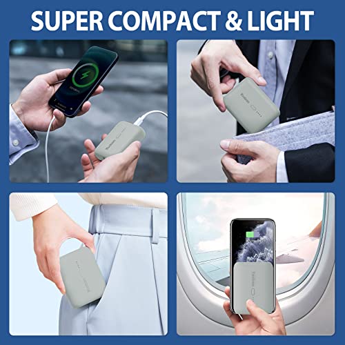 Yoobao Portable Charger Super Mini 10000Mah Power Bank 20W Power Delivery Fast Charging, 2 Output & 2 Input Usb-C Cell Phone External Battery Pack For Iphone 14/13/12, Samsung, Tablet, Etc (Grey) #TOP5