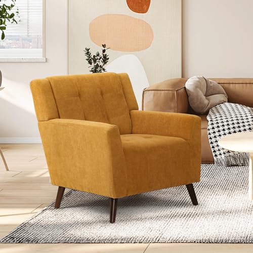 Sillón Plegable Algodón-lino Amarillo miniatura 1