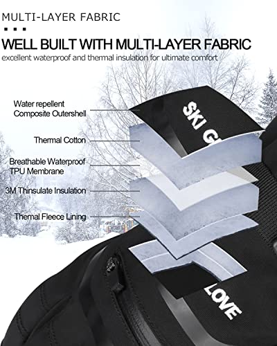 Cevapro Winter Gloves Snow Ski Gloves For Men Women Cold Weather, 3M Insulated Mens Womens Waterproof Gloves, -40℉ Touchscreen Skiing Snowboard Gloves #TOP2