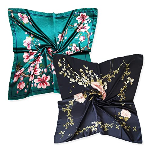Image of Women's 35 inch Satin Square Silk Like Hair Scarves and Wraps Headscarf for Sleeping | Silk Feel Neckerchief, Hair Scarf, Fashion Bandana, Headscarf, Headband, Hair Wrap Sleeping, Daily Fashion Styling