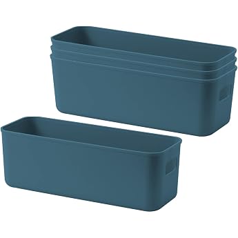 Pack of 4 Thickened Storage Boxes Storage Basket with Handles Plastic Organizer Box Organizer Boxes for Kitchen Bathroom Kitchen Cabinet Cosmetics Children's Room Office