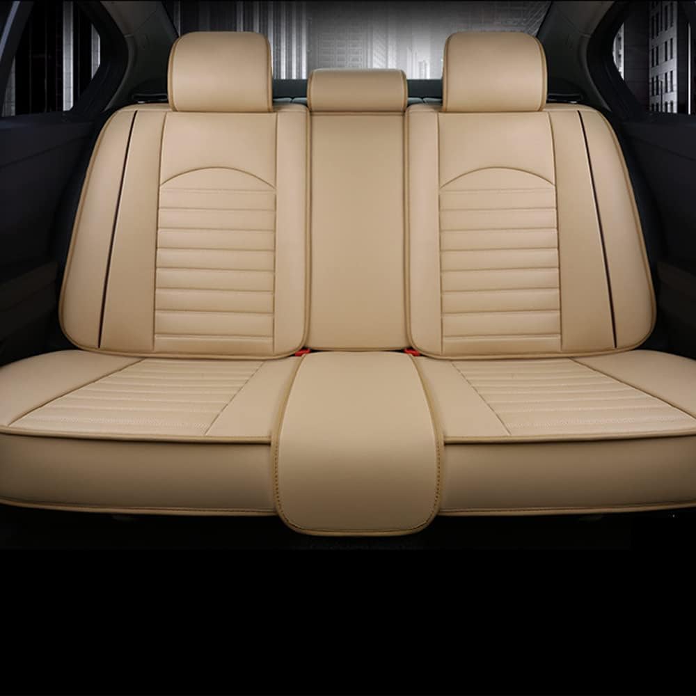 Aoyade Universal Car Seat Covers Fit for 3 Series E36 E46 E90 E91 E92 E93 F30 F31 F34 All Weather Airbag Compatible Waterproof Leatherette Standard Beige