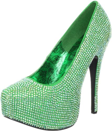 Pleaser Women's Teeze 06R GNSA Platform Pump,Green Satin/Irid Rose,6 M US