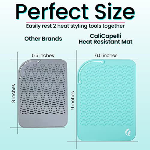 Estera de silicona resistente al calor para planchas y herramientas de cabello CaliCapelli Professional color verde menta miniatura 4
