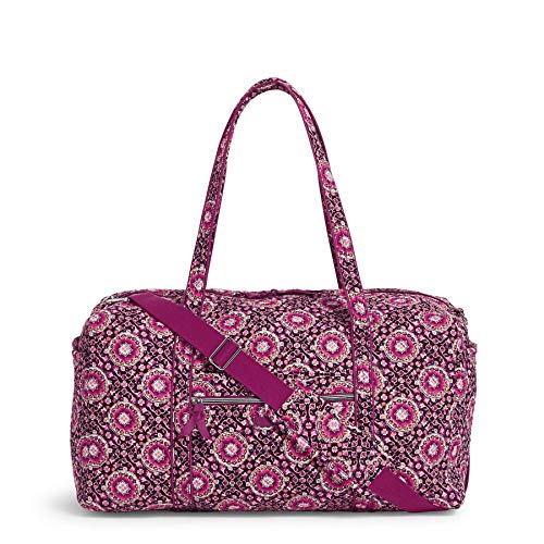 Vera Bradley Women's Signature Cotton Large Travel Duffel Travel Bag, Raspberry Medallion, One Size