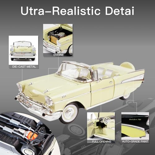 Modelo a escala 1:18 Chevrolet Bel Air 1957 amarillo miniatura 4