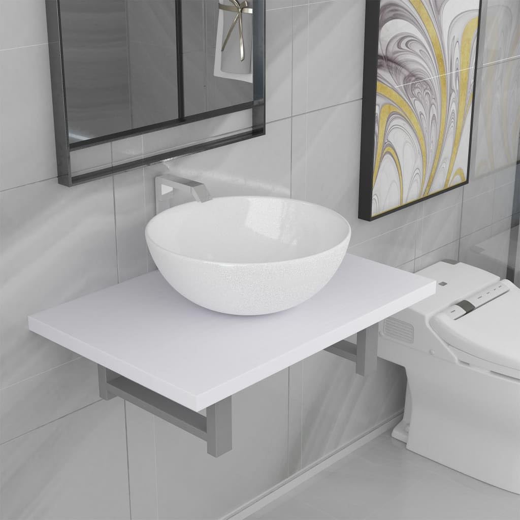 Muebles de baño modernos de dos piezas con acabado cerámico color blanco